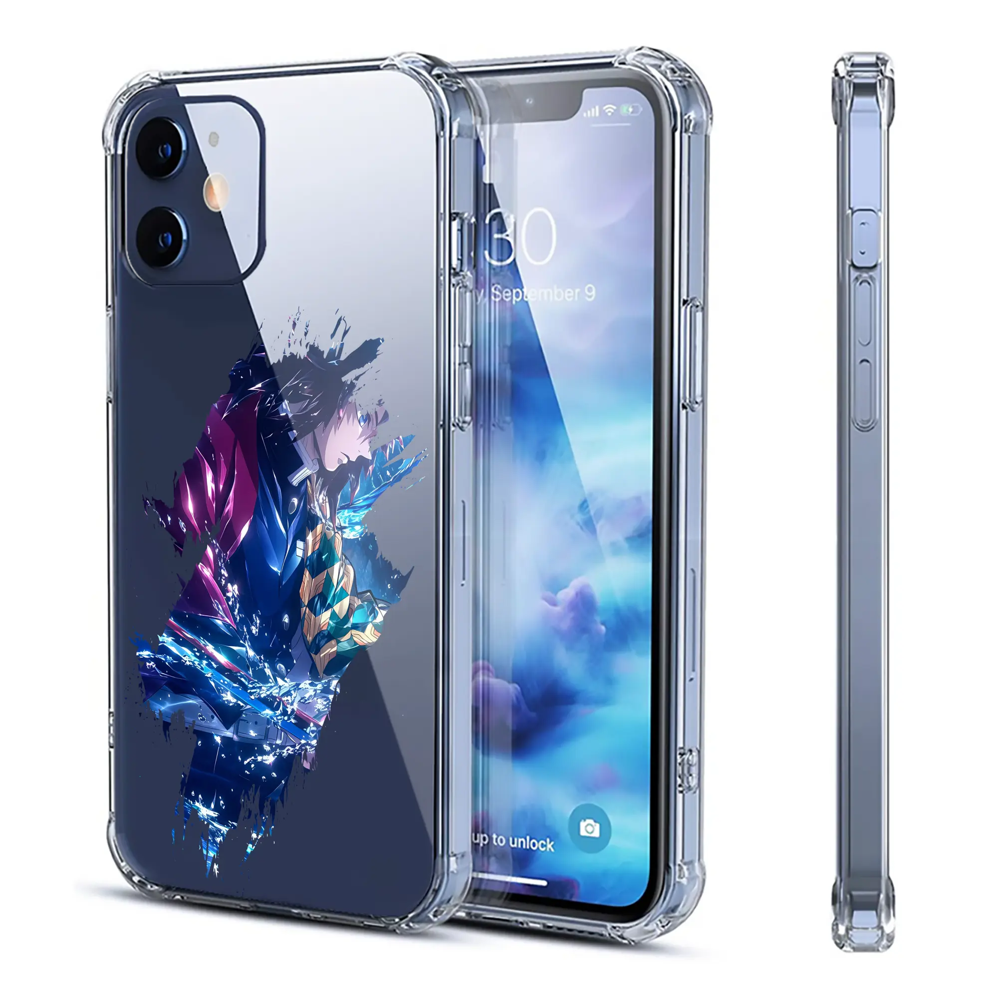 鬼滅の刃 グッズ,冨岡 義勇 - IPhone 12シリーズ対応 ・ 透明スマホケース ・ クリアソフトケース ・ TPU素材 ・ 耐衝撃 ・ 高密着 ・ 防汚 防指紋 ・ 簡単着脱